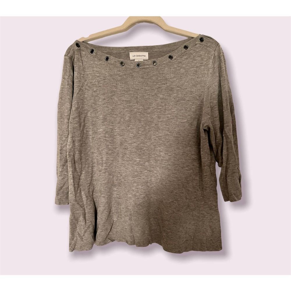 Liz Claiborne- Grey Peplum Lightweight Sweater- Size Large